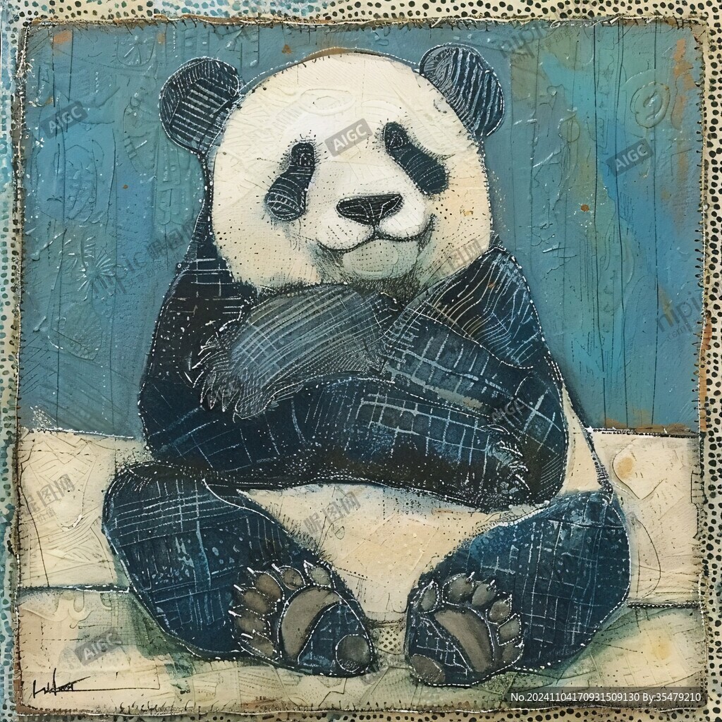 熊猫油画