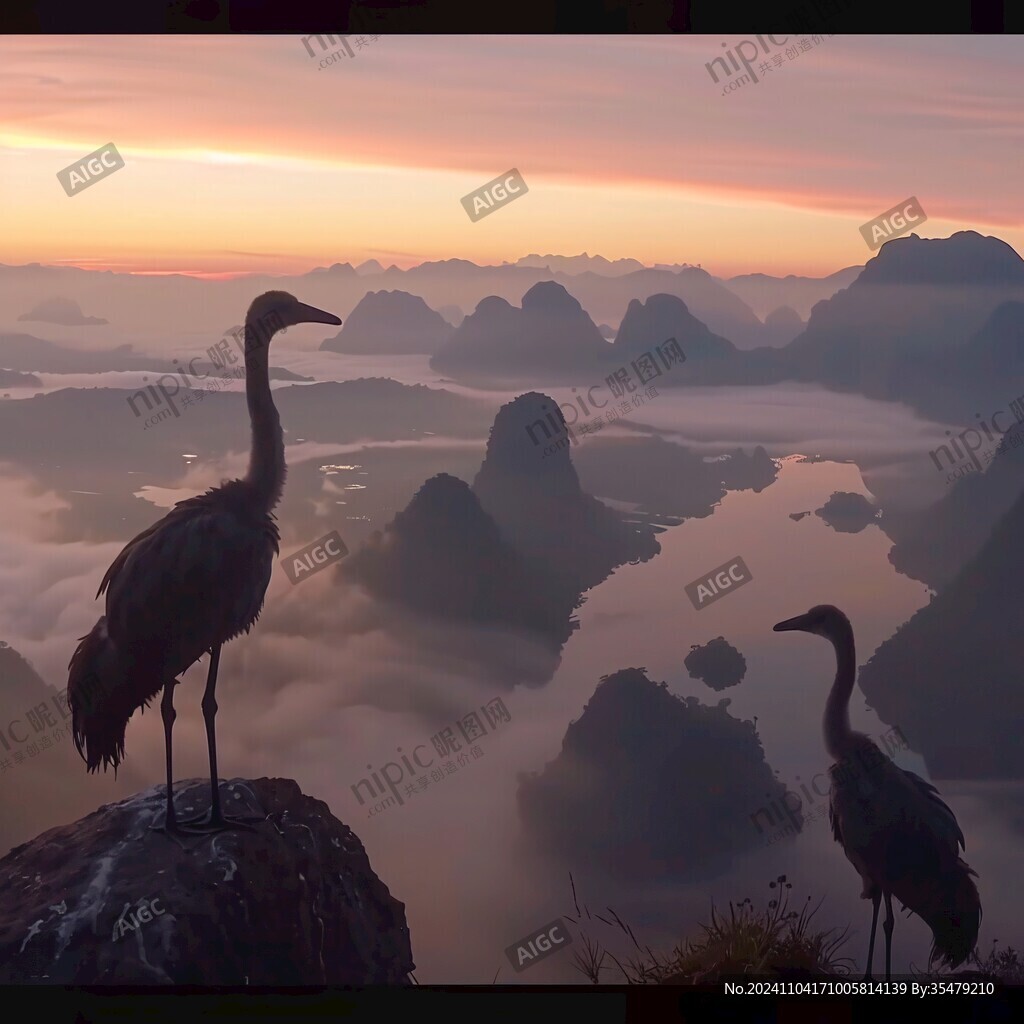 黑颈鹤栖息地日出