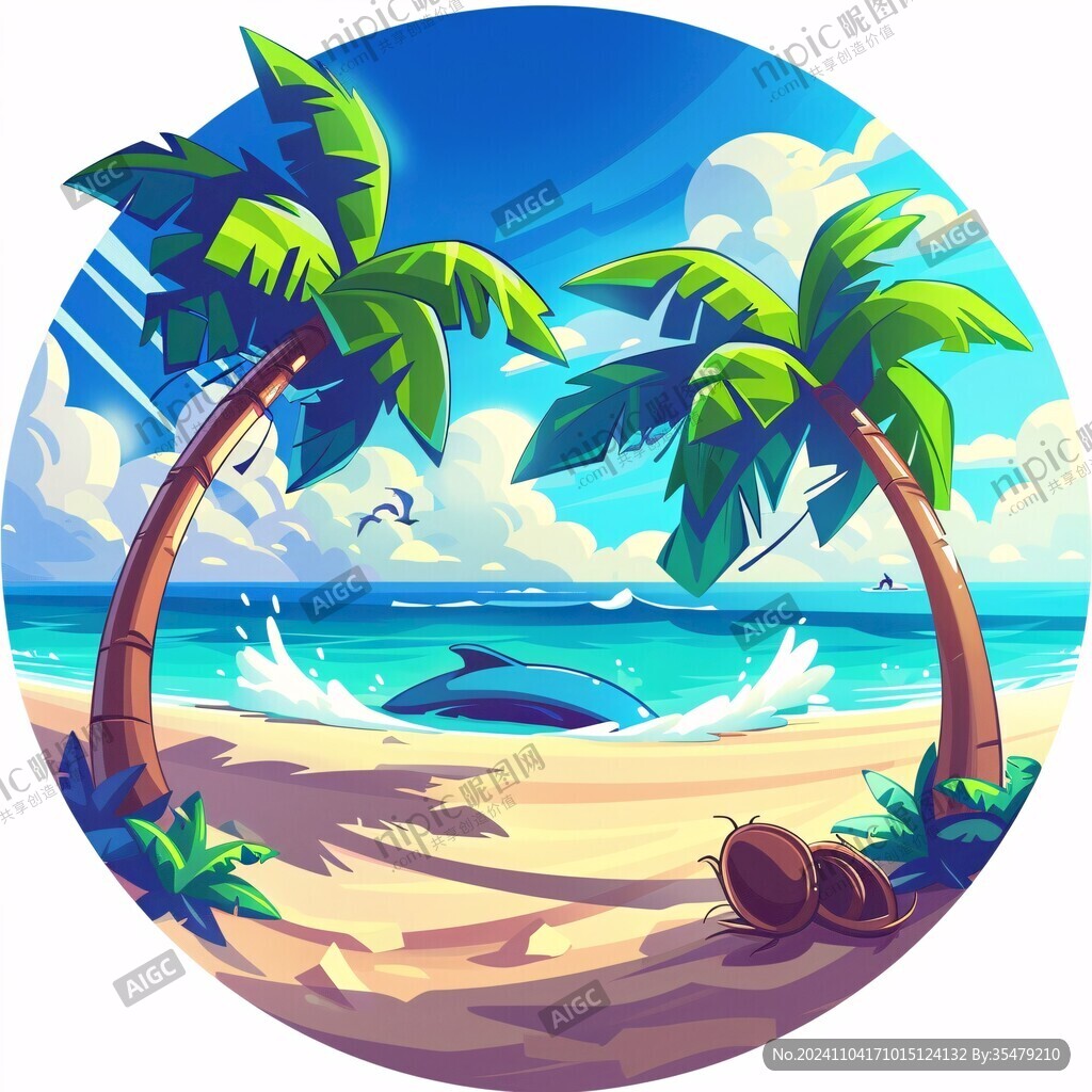 海边椰树沙滩ip元素