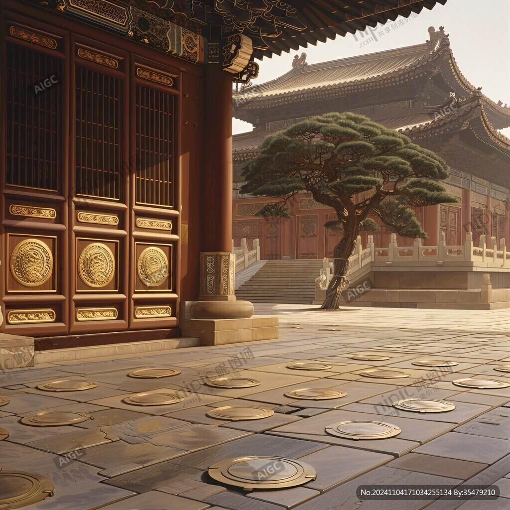 韩国古典建筑舞台背景