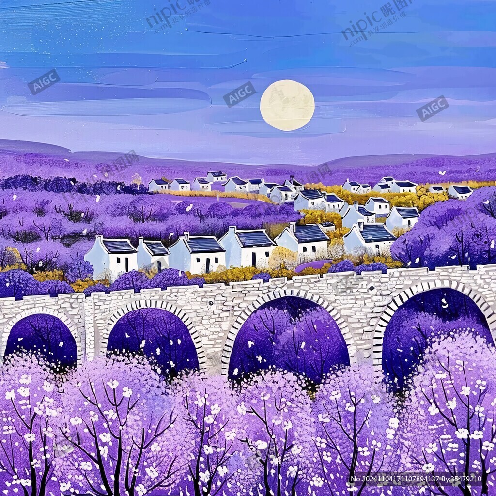 虎溪夜月景点插画