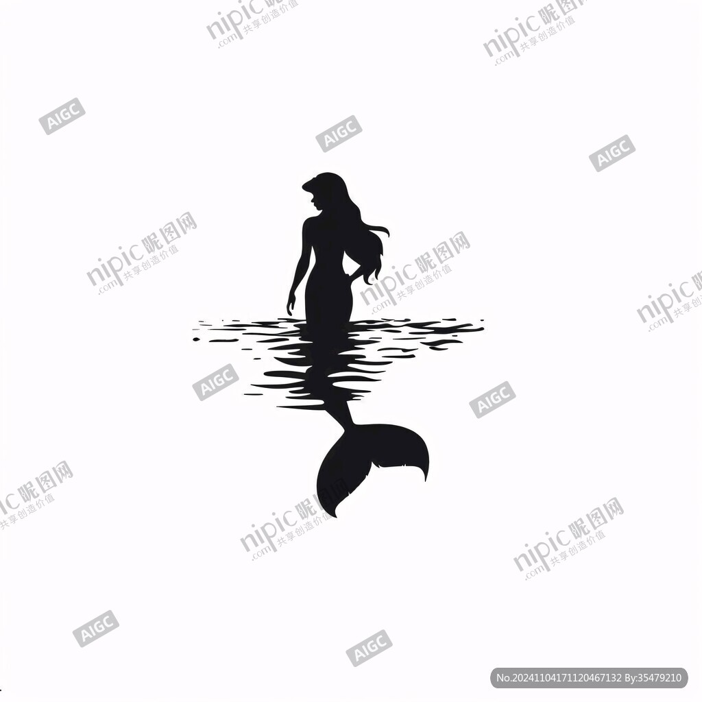 美人鱼剪影logo