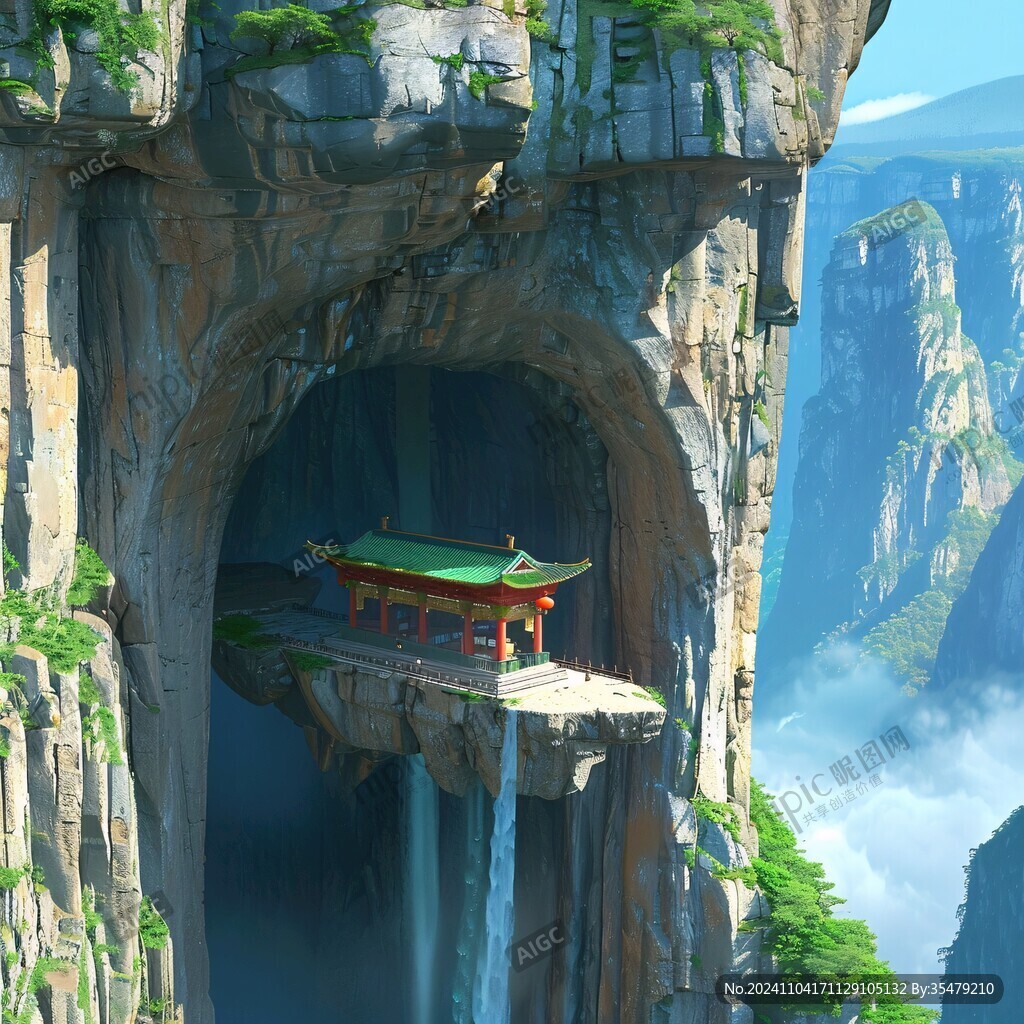 天界晓钟风景插画