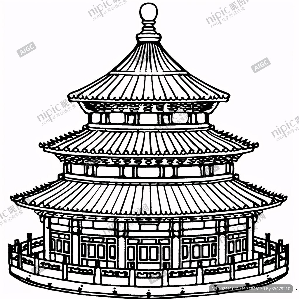 祈年殿线稿