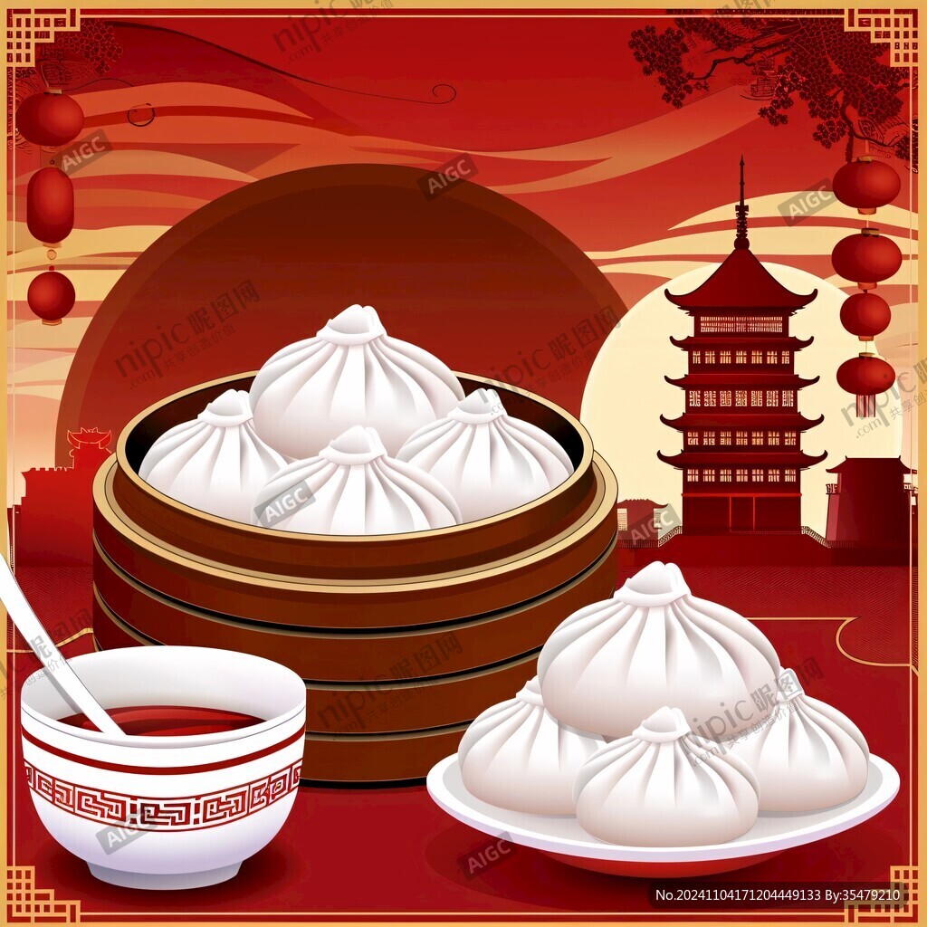 小笼包插画