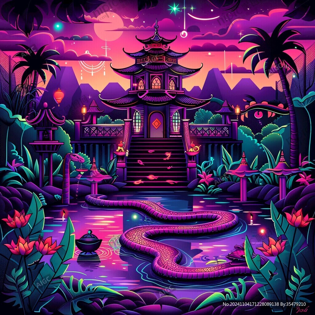 国潮蛇插画