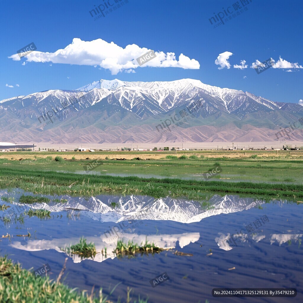 牛心山雪山倒影