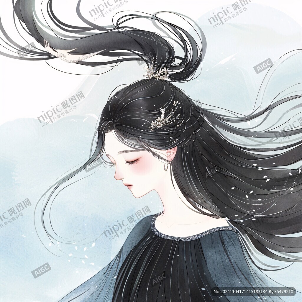 古风美女头像插画封面