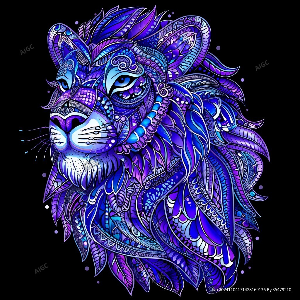 老虎国潮插画线圈插画