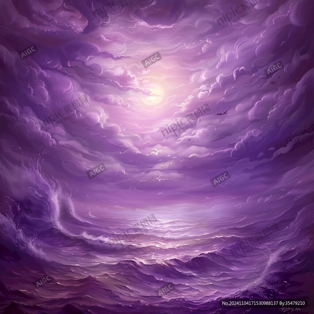 手绘紫色梦幻场景