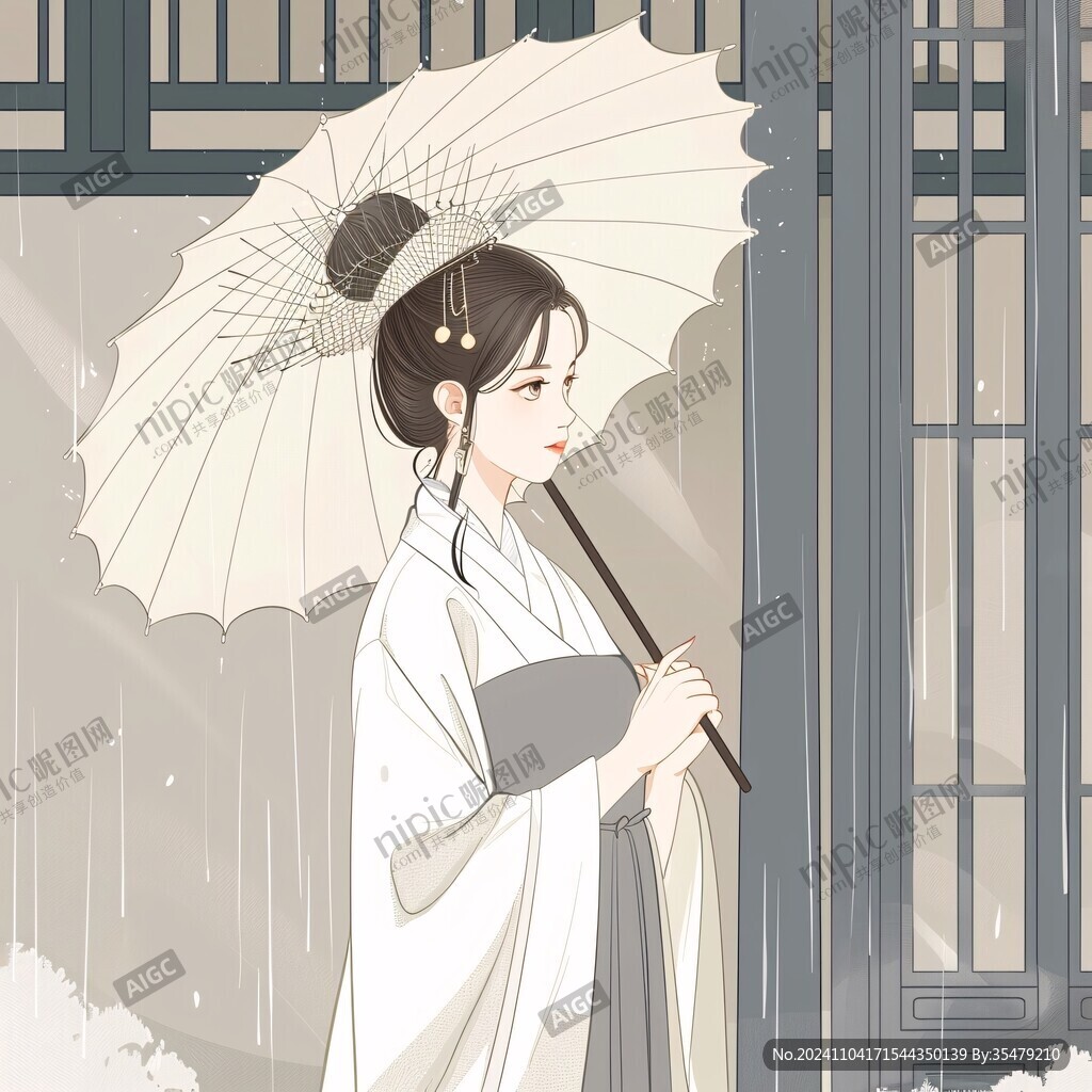 打伞的古典少女