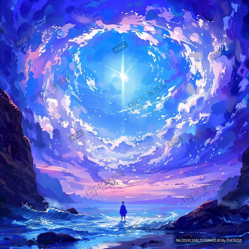 蓝紫色插画画面