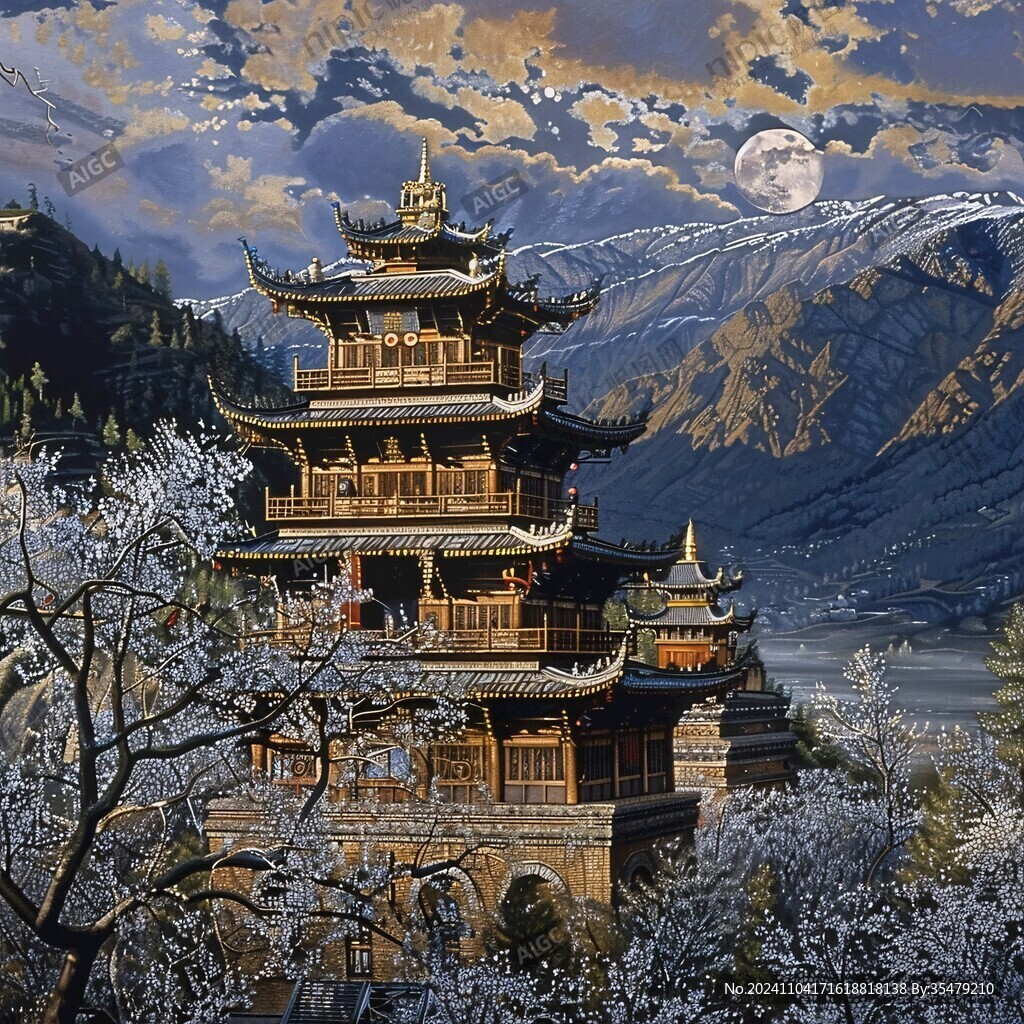山水楼阁雅致意境风