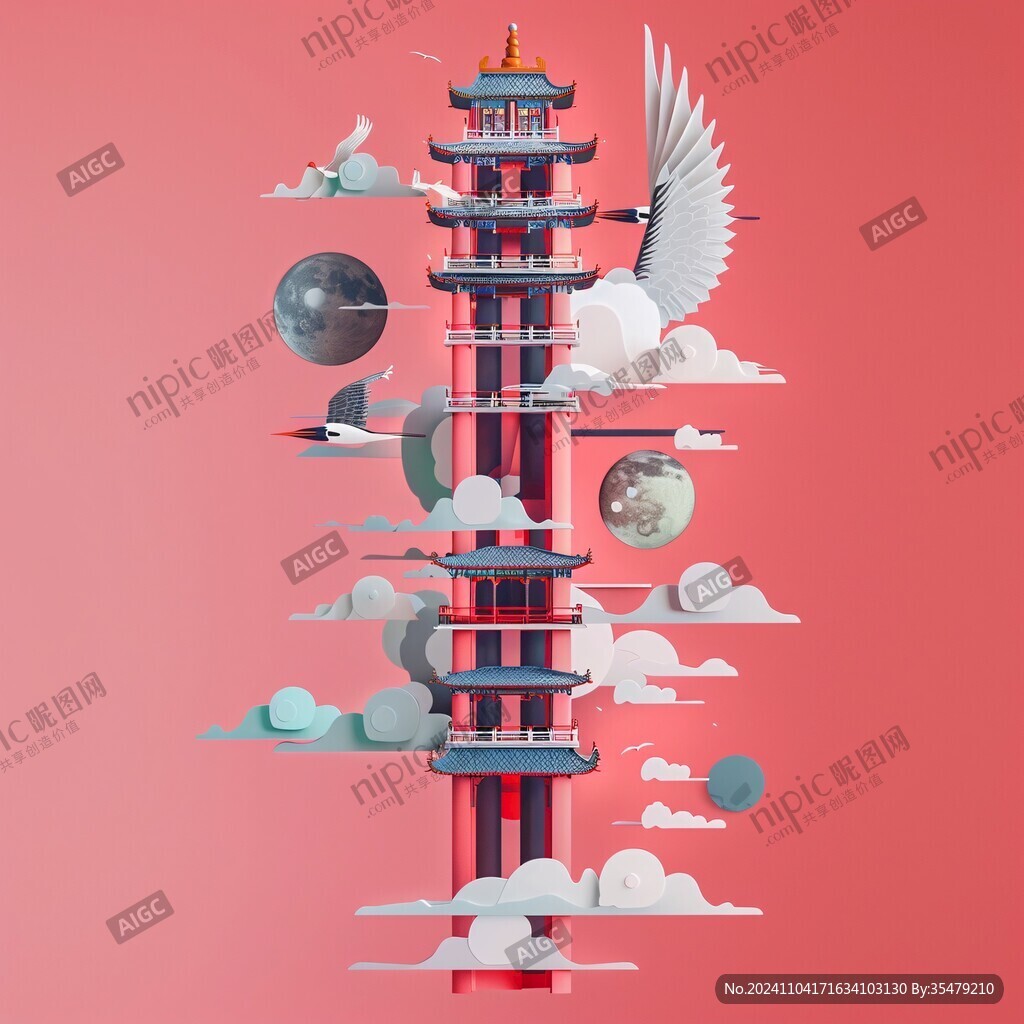 雷锋塔插画