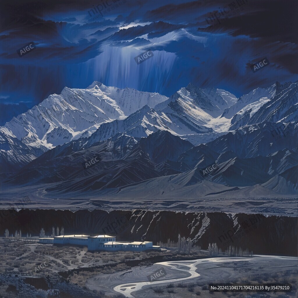 青藏高原油画设计