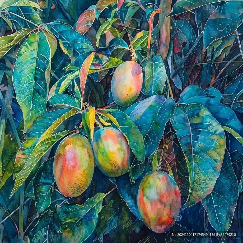 工笔画水密桃