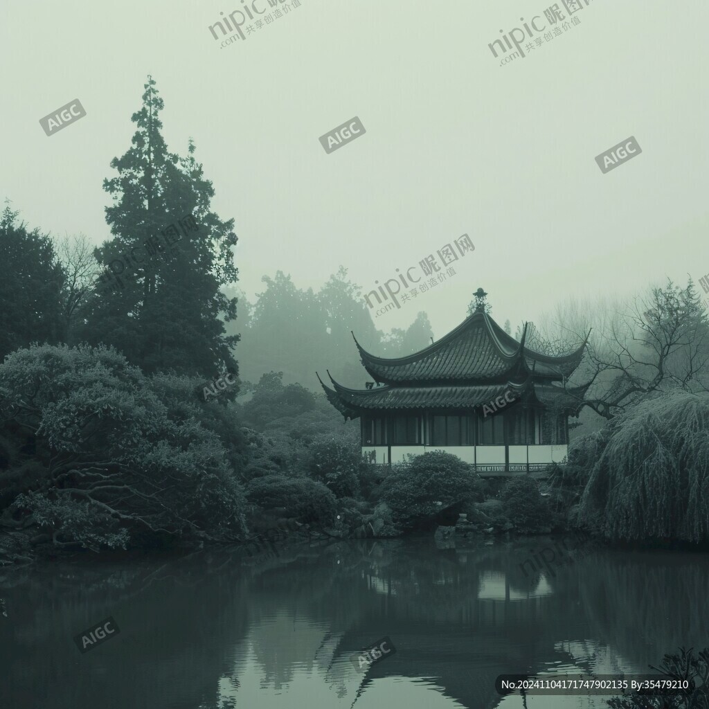 晨雾中的怀思亭