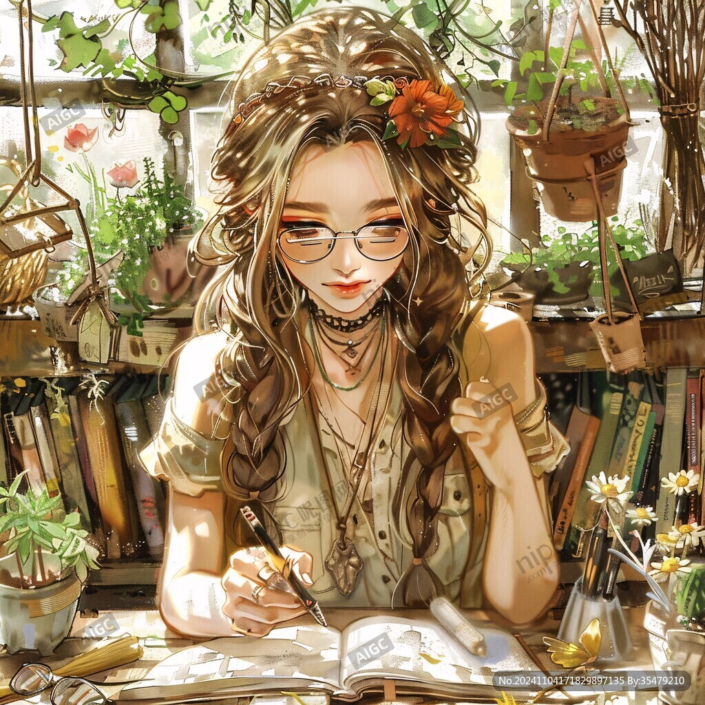 板绘少女插画