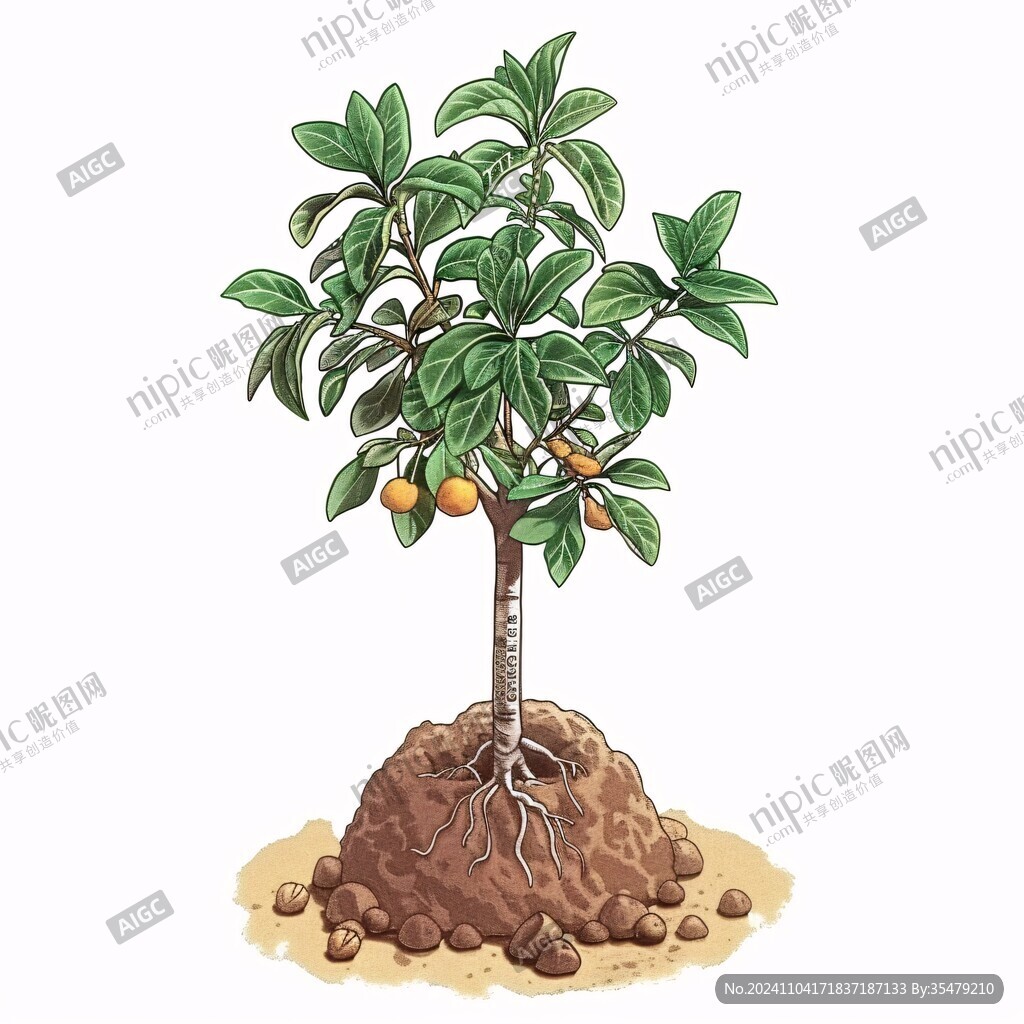 荔枝盆栽插画
