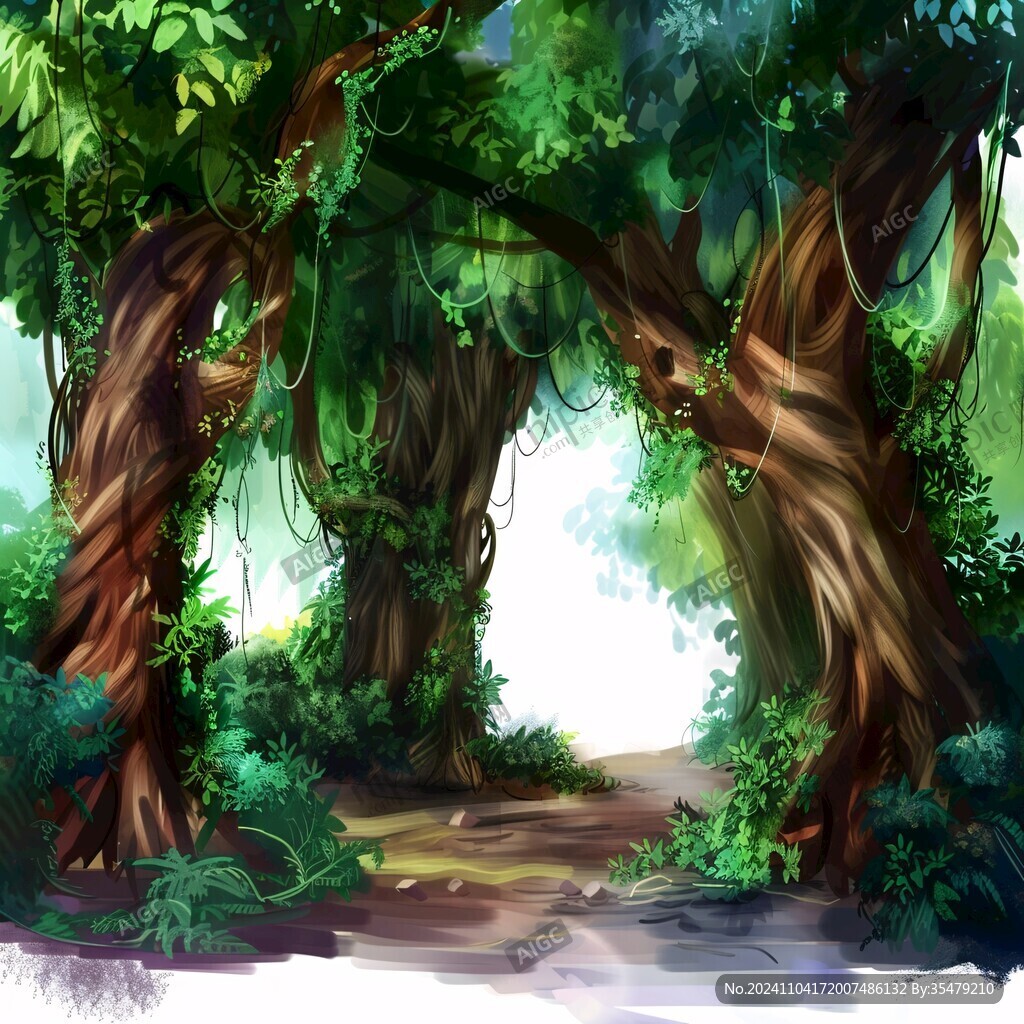 仙境古树插画