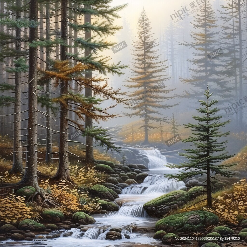 秋天美景秋天森林画