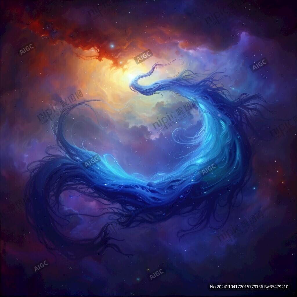 蔚蓝星空凤凰壁画