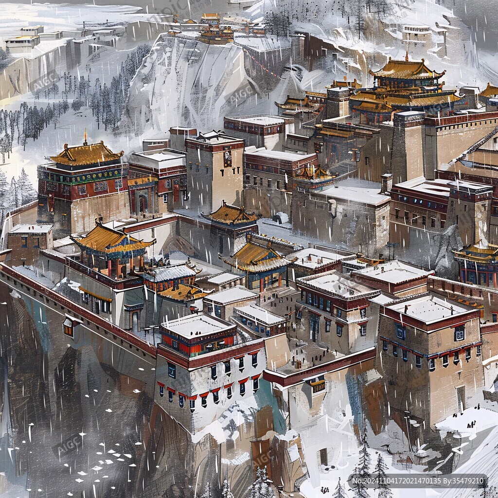 布达拉宫插画