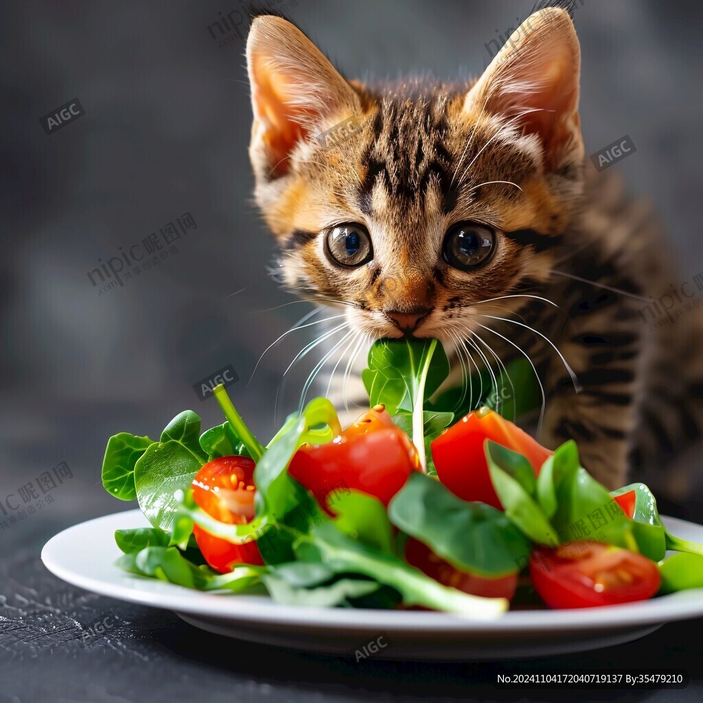 小猫吃东西