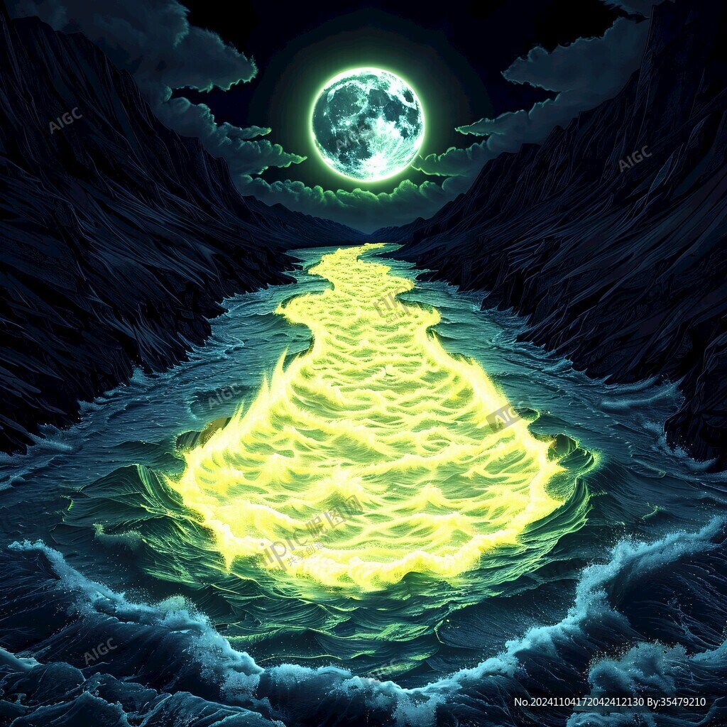 皓月雄风景观插画