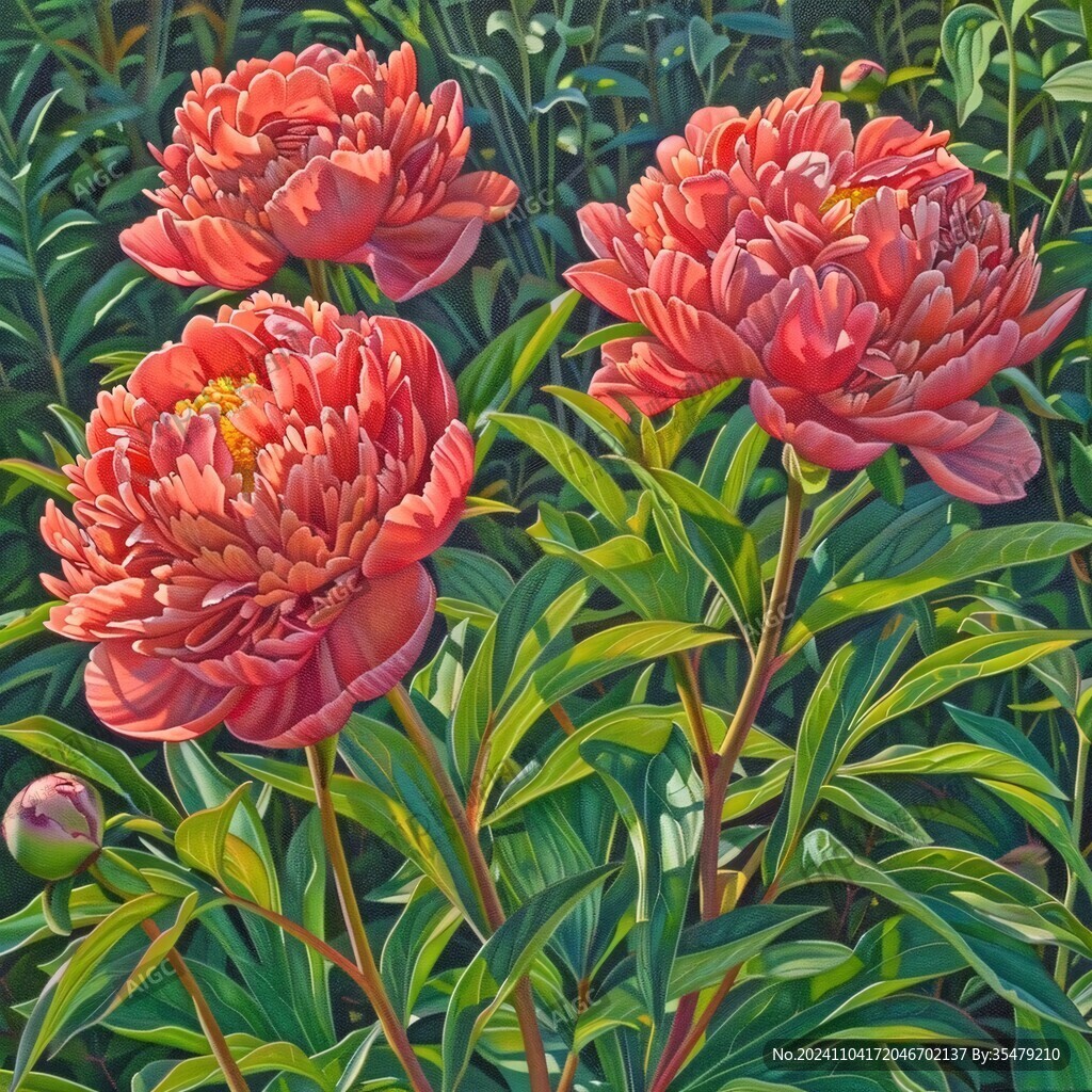 工笔芍药花