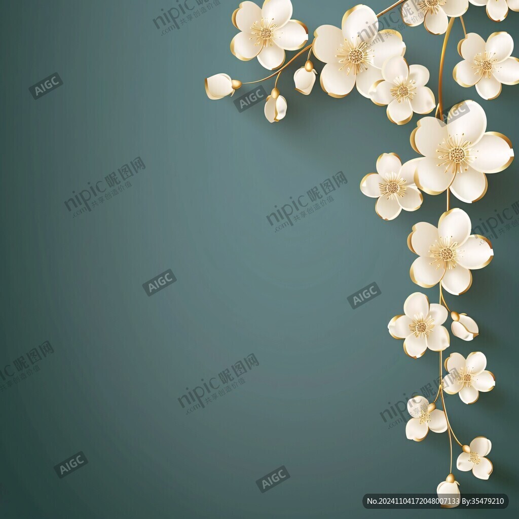 白色小花蓝色背景
