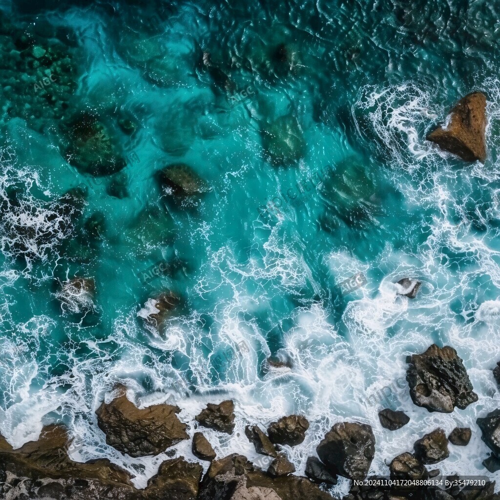 海边礁石海浪海洋海岛