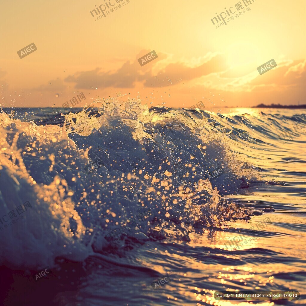 海浪浪花日出日落
