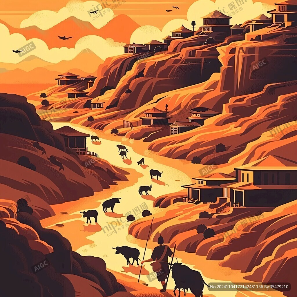 西部地区插画