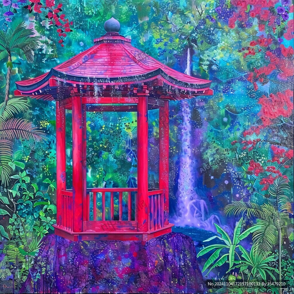 凉亭油画