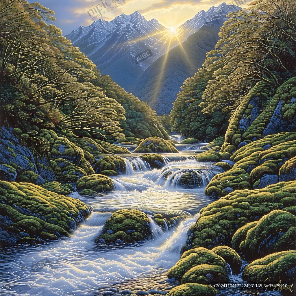 金光万丈油画