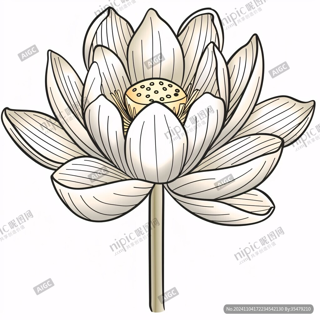 手绘金属质感荷花