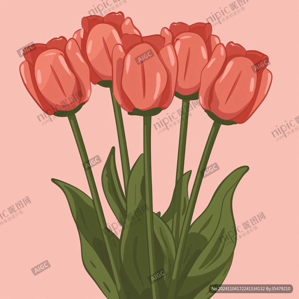 手绘鲜花郁金香