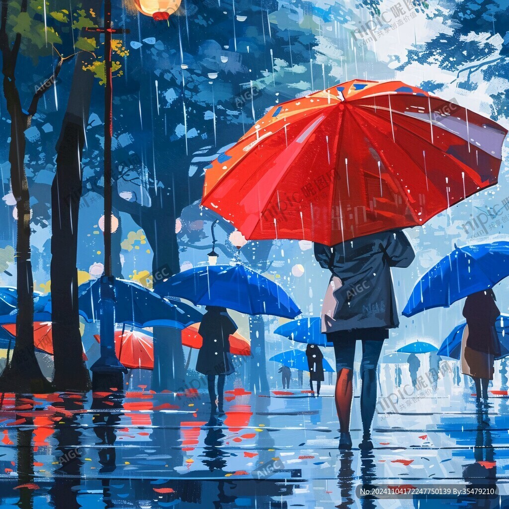 撑伞插画