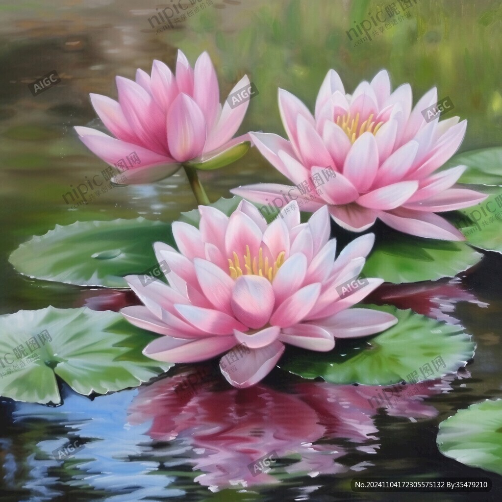 写实画莲花睡莲