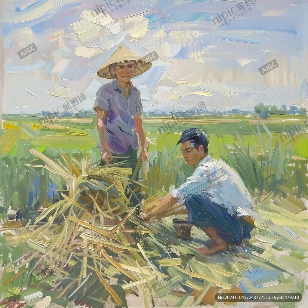 人物劳作场景画