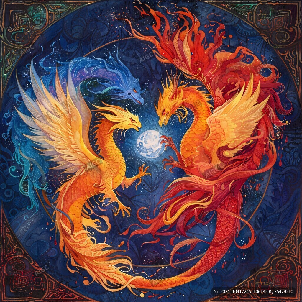 龙凤插画上色