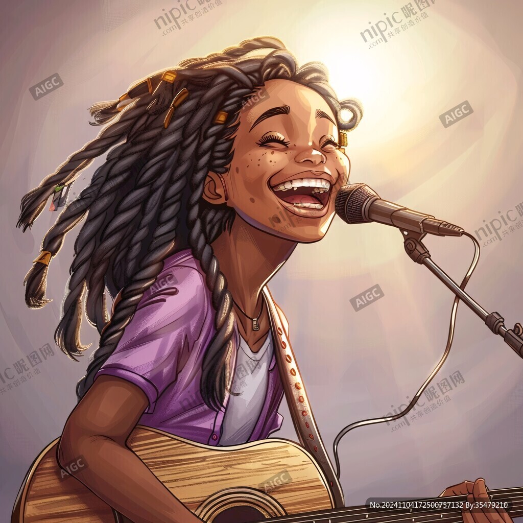 女歌手插画