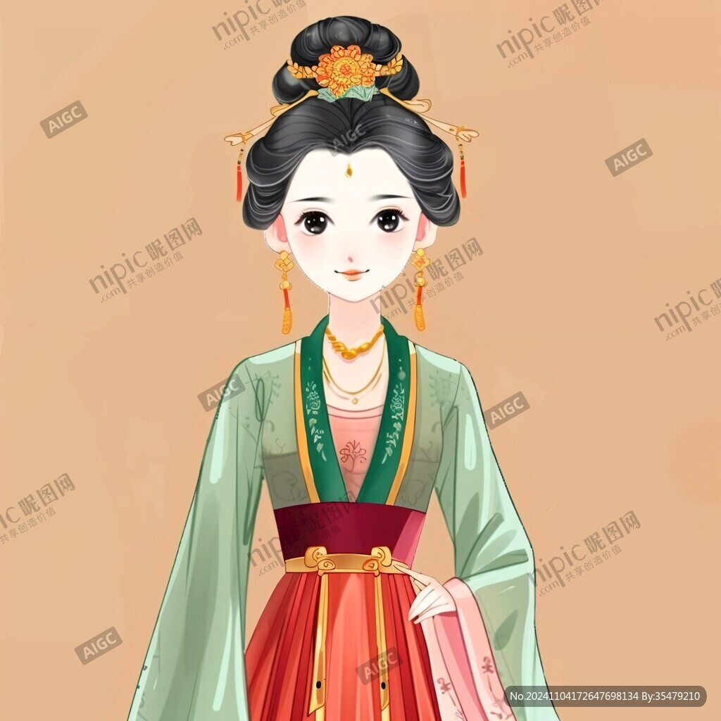 卡通唐朝女孩