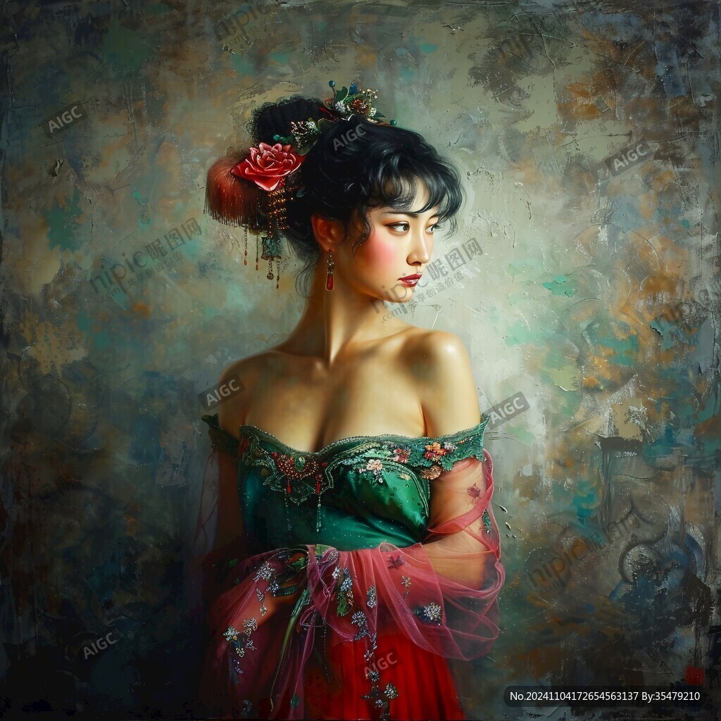 唐朝艺伎美女图