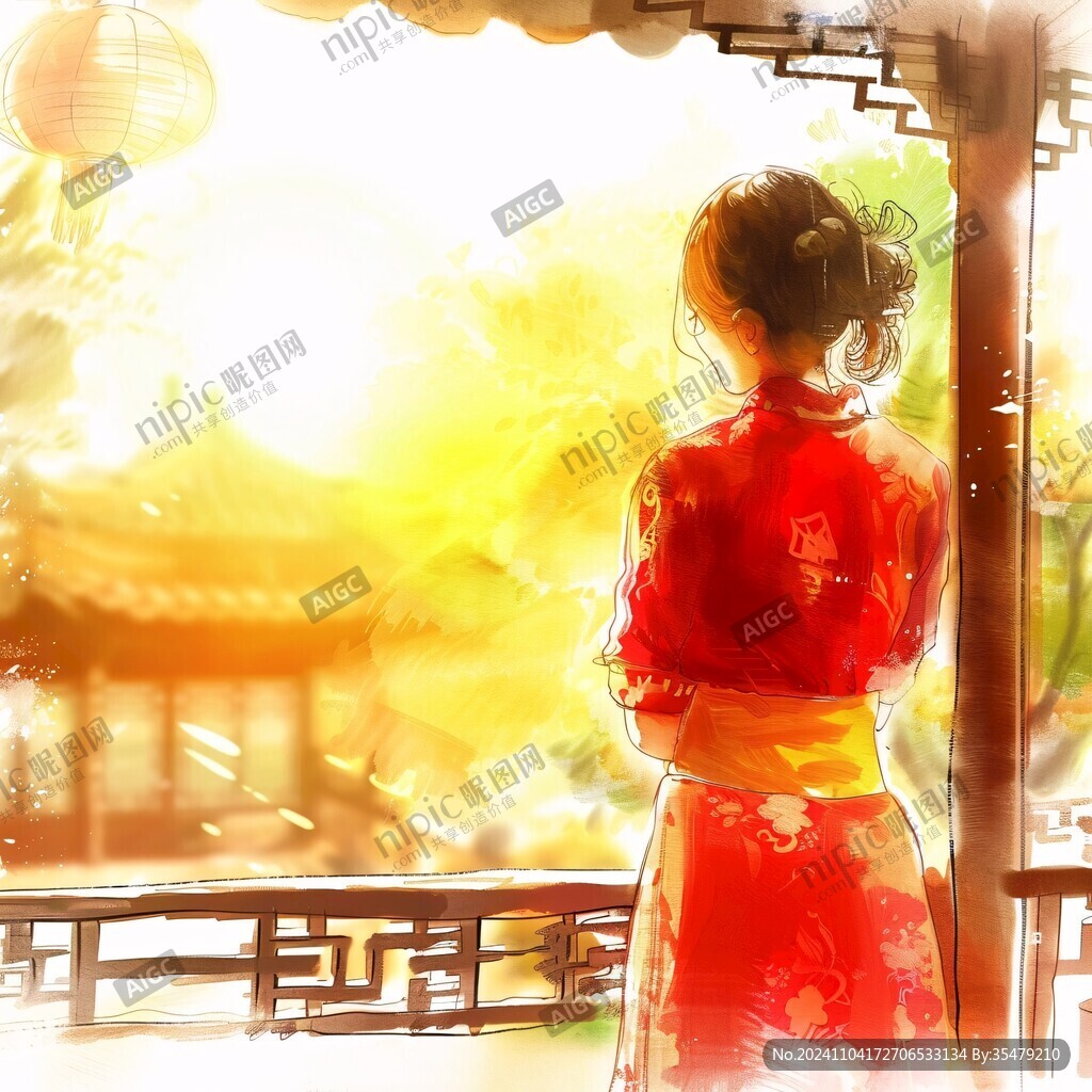 旗袍女孩背影