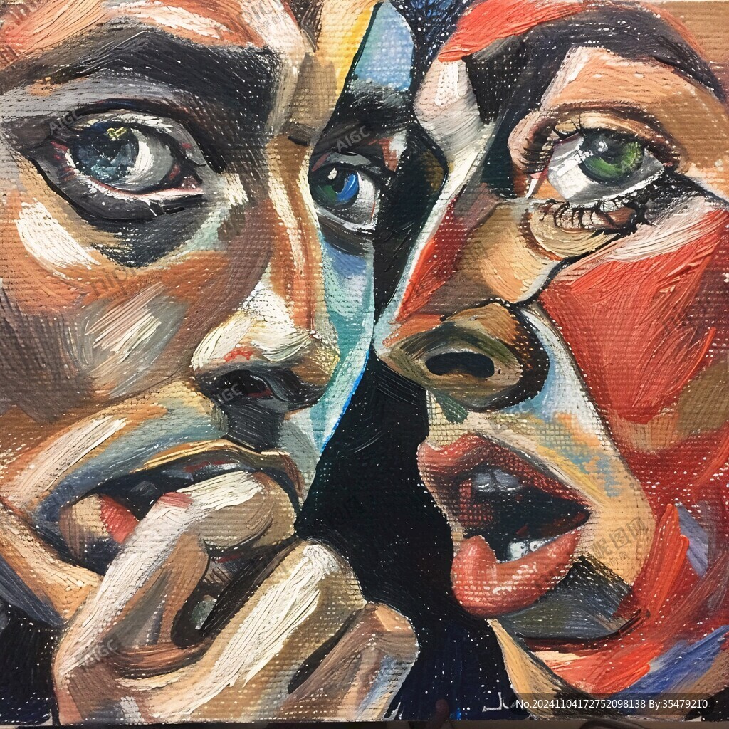 人脸色块拼接装饰画