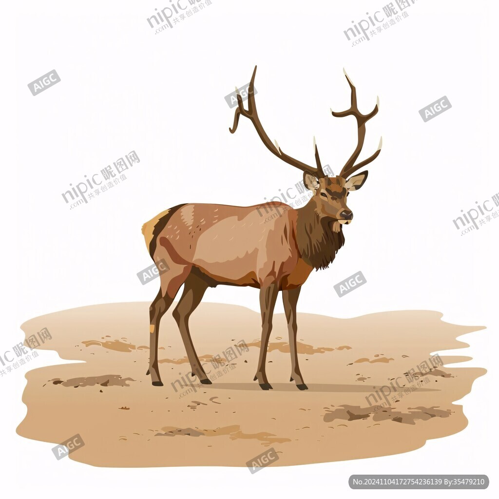 手绘麋鹿插画