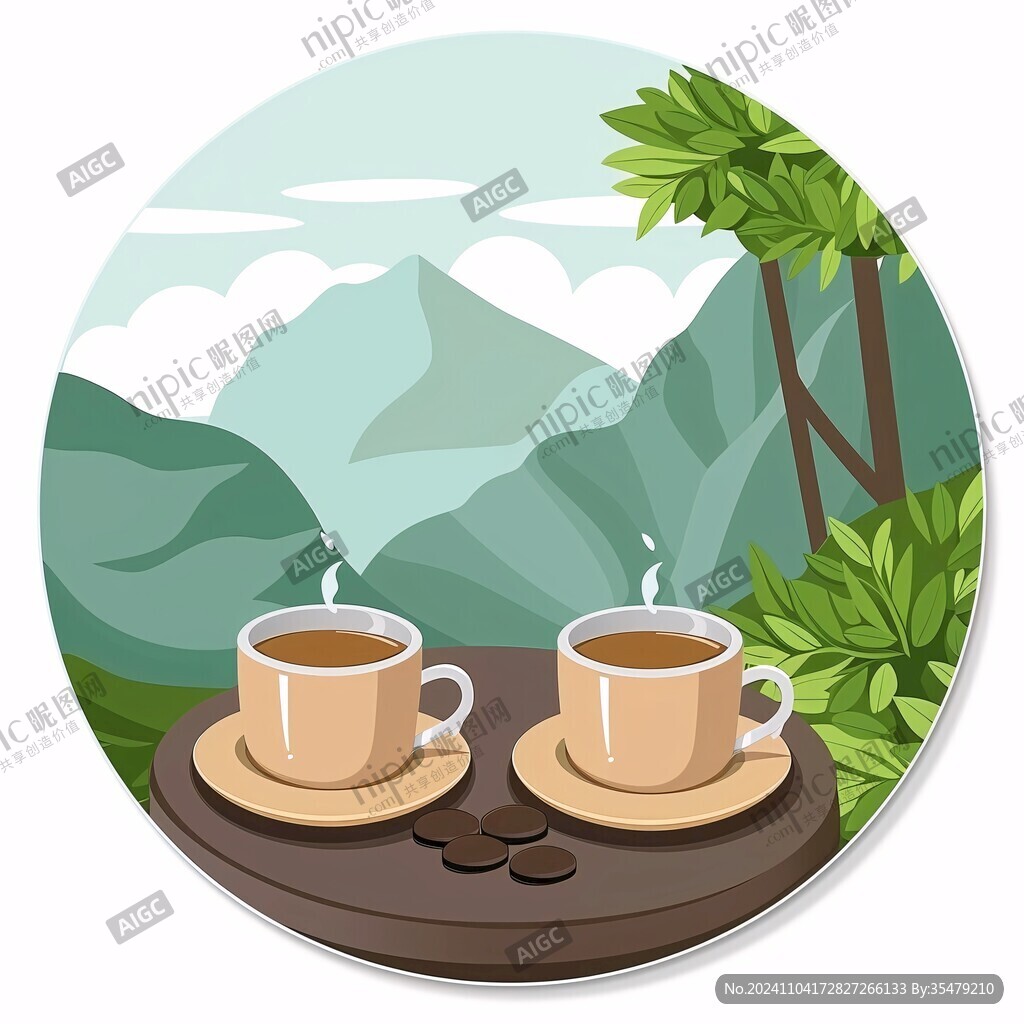 茶叶扁平风插画