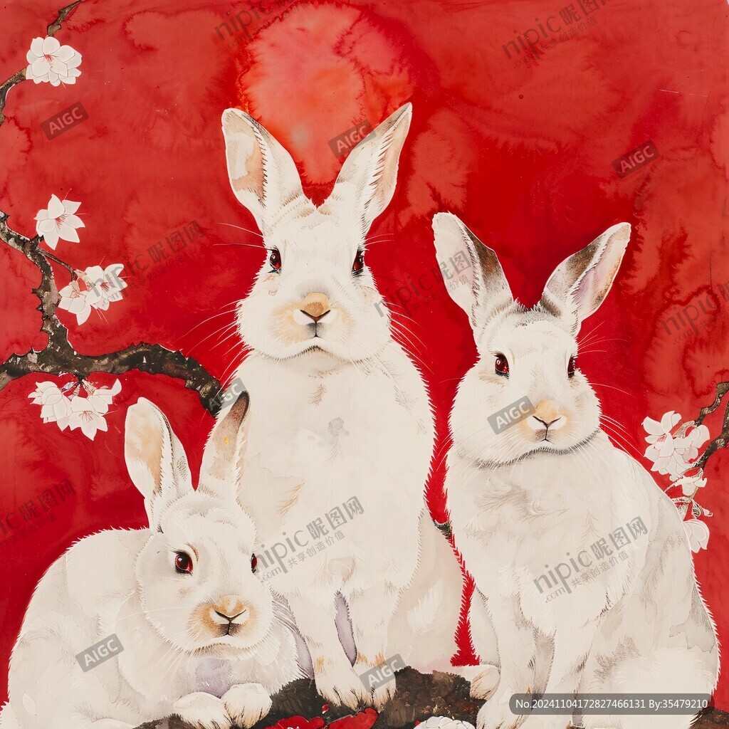 兔年插画前兔似锦兔子